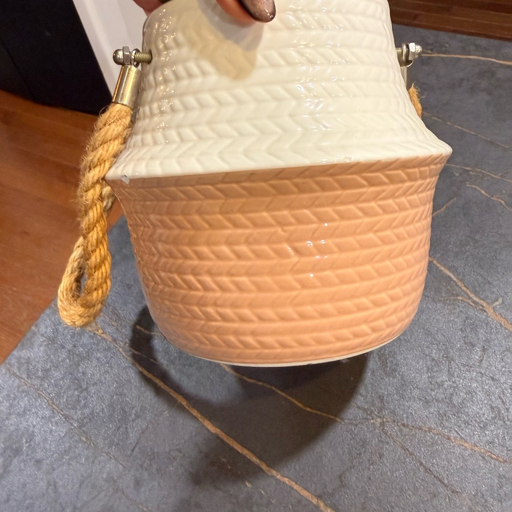 Two-Tone Ceramic Succulent Planter with Rope Handles - Picture 5 of 7